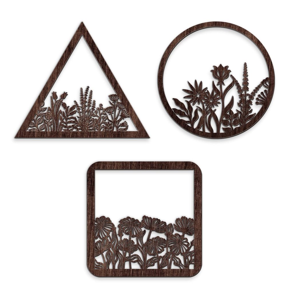 3 Pieces Wall Art Wood Wall Pediments Sacred Boho Flower Wall Art Wooden❤️